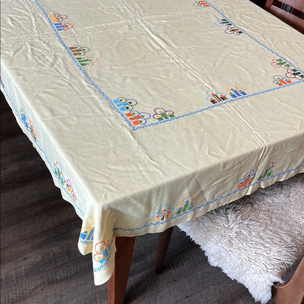 Embroidered Yellow Tablecloth